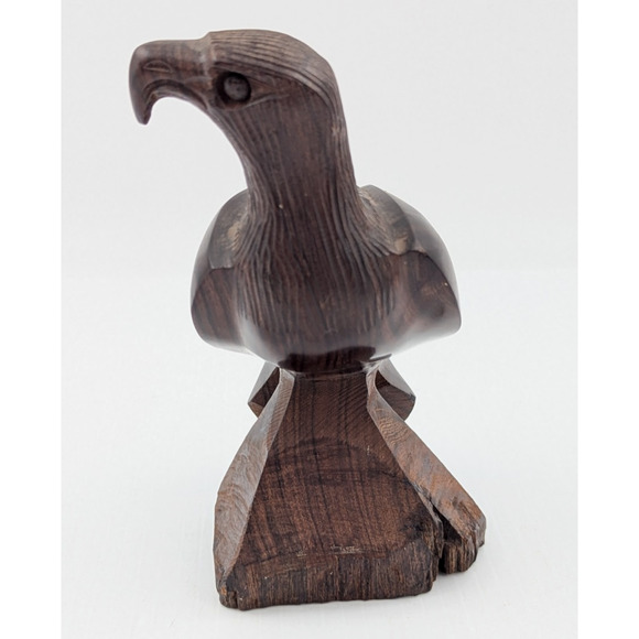 Vintage Hand Carved Ironwood Eagle Sculpture 6” Bird of Prey Falcon - Picture 3 of 8